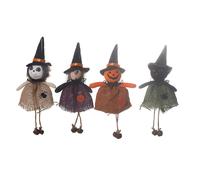 Halloween Decorazioni da Appendere Confezione 4 Zucca Strega Gatto Nero Party Se