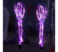 Halloween Decorazioni esterne/interni, 2 pezzi scheletro mano con catena luminosa LED 48, luci decorative Halloween, decorazione giardino cortile