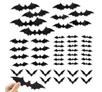 Halloween Decorazioni per pipistrelli 3D Stickers, 72 pezzi, 4 misure | 4 Modelli di Decorazioni 3D Pipistrelli Nero Batti Wall Adesivi Per Forniture Festa di Halloween pareti enestre