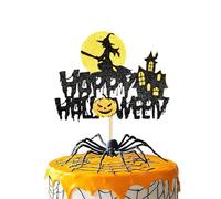 Halloween Decorazioni Torte per cupcake,Happy Halloween Cake Decorazioni Torta Cake Topper Cupcake Toppers per Luna Strega Scopa Castello Zucca Horror