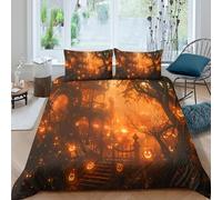 Halloween decorcopripiumino ultra microfibra 3 Pezzi stampa 3D con cerniera spooky haunted house Set Di Copripiumino incluso federe per cuscini aiosa morbido e comodo for adulti King（220x240cm）