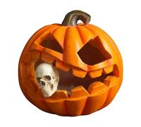 Halloween Deko Tisch Der Halloween Decor Die Vintage Pumpkin Lamp& Resin Skeleton Prop Desktop Decorations Party Accessories für zu Hause& Festival (Orange, One Size)