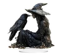 Halloween Desk Decor - 2D Acrylic Indoor Tabletop Sign | Gothic Witch Crow Ornament | Two-Dimensional Creepy For Dorm Nightstand Studio Shelf Bathroom Car Home Kitchen Bedroom Table Study Living Room
