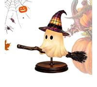 Halloween Desk Lamp - Ghost on Broom USB Light | Gothic Nursery Decor