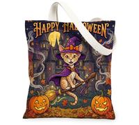 Halloween Devon Rexs Cats Tote Bag per lo shopping 13 * 15, vacanza divertente strega riutilizzabile borsa della spesa per le donne, autunno viaggio modello decorazione regalo