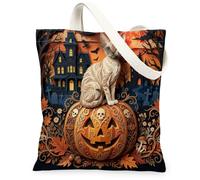 Halloween Devon Rexs Cats Tote Bag per lo shopping 13 * 15, vacanza novità riutilizzabile borsa della spesa per le donne, modello di viaggio spettrale decorazione regalo