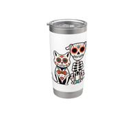 Halloween Dia de los Muertos Sugar Skull Skeleton Dogs & Cat Bicchiere termico in acciaio inox doppia parete