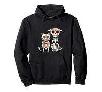 Halloween Dia de Los Muertos Sugar Skull Skeleton Dogs & Cat Felpa con Cappuccio
