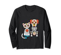 Halloween Dia de Los Muertos Sugar Skull Skeleton Dogs & Cat Maglia a Manica
