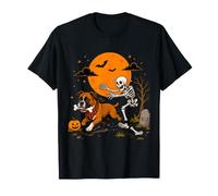Halloween Dog Skeleton Funny Boxer Men Women Maglietta