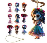 Halloween Dolls - Creepy Gothic Ghost Dolls Set of 10 - Colorful Acrylic Pendants with 5m Rope | Horror D.olls for Indoor And Outdoor Decoration, House, Garden, Party, Stairs, Fence, Seasonal
