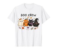 Halloween Doodles Boo Ghost Black Cat Pipistrello Zucca Strega Equipaggio Maglietta