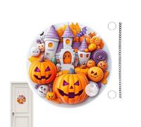 Halloween Door Sign, Gothic Acrylic Round Hanging Sign for Spooky Decor, Haunted House Scene Prop for Fence Porch Mantel Wall Bedroom Entryway Farmhouse Halloween Setup