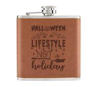 Halloween È Un Lifestyle Not A Vacanza 170ml Simil Pelle Hip Flask Tan Fantasma