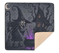 Halloween Enchanted Witch Cottage Grande Robusto Tappetino da Gioco per Bambini per Pavimento Portatile Baby Kick Crawling Mat per Neonati Neonati Bambini, 127 x 127 cm
