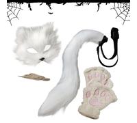 Halloween Face Cover - Creative Party Supplies, Animal Theme Costume Set | Include Cosplay Coda, Guanti E Cappelli, Indumento Performance Scenico, Abbigliamento Celebrazione Natale Coppia