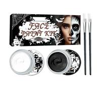 Halloween Face Paint Black and White, Makeup Palette with Brushes, Black and White Face Paint Makeup, Large Capacity Facepaint, Clown Skeleton Vampire Makeup Kit for Adults