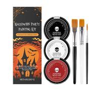 Halloween Face Paint, White Foundation Kit, Black Red Body Color Pallet, Pigmenti lunghi con spazzole per lo stadio Makeup Performance Themed Party Cosplay Donne Uomini Adulti