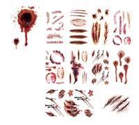 Halloween Face Stickers - 11 Sheets Scary Eyeball Stitch Scar Scab D