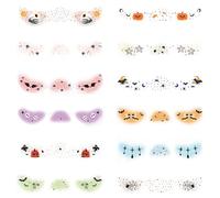 Halloween Face Stickers, 12 Pieces Spooky Cartoon Freckle Sticker, Temporary Costume Accessories for Face, Arms, Neck, Birthday Party, Classroom, Cosplay and Festival Use