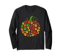 Halloween Fall Colors Dog Paw Pumpkin Maglia a Manica
