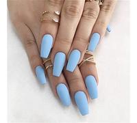 Halloween False Nails Black Press on Nails Matte Stick on Nails Artificial Fake Nails 24Pcs for Women and Girls (Color : Blue, Size : 24 Count (Pack of 1))