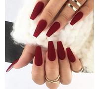 Halloween False Nails Black Press on Nails Matte Stick on Nails Artificial Fake Nails 24Pcs for Women and Girls (Color : Red, Size : 24 Count (Pack of 1))