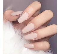 Halloween False Nails Black Press on Nails Matte Stick on Nails Artificial Fake Nails 24Pcs for Women and Girls (Color : Beige, Size : 24 Count (Pack of 1))