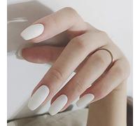Halloween False Nails Black Press on Nails Matte Stick on Nails Artificial Fake Nails 24Pcs for Women and Girls (Color : White, Size : 24 Count (Pack of 1))