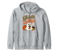 Halloween Fantasma Ghouls Amore caffè Vintage Donne Halloween Felpa con Cappuccio
