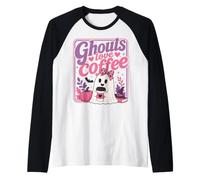 Halloween Fantasma Ghouls Amore caffè Vintage Donne Halloween Maglia con Maniche Raglan