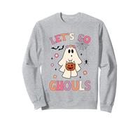 Halloween Fantasma Holding Zucca Let's Go Ghouls Retro Groovy Felpa