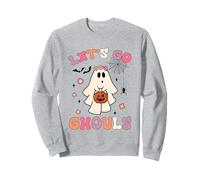 Halloween Fantasma Holding Zucca Retro Groovy Let's Go Ghouls Felpa