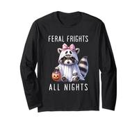 Halloween Fantasma Racoon Divertente Spettrale E Feral Maglia a Manica