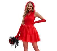 Halloween Fantasma Sposa Costumi Festa in Maschera Costume Cosplay Vampiro Demone Regina Costumi Adulti Donne Cosplay,Red1,L