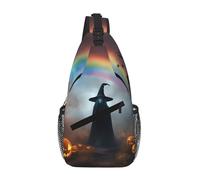 Halloween Fantasma Strega Sling Borsa Petto Per Gli Uomini E Le Donne Piccola Borsa A Tracolla Impermeabile Mini Crossbody Daypack Per Escursionismo