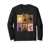 Halloween Fantasma Zucca Pipistrelli Notte Spaventosa Maglia a Manica