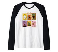 Halloween Fantasma Zucca Pipistrelli Notte Spaventosa Maglia con Maniche Raglan
