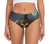 Halloween Fantasma Zucca Stampa Donne Biancheria Intima Funzionalità Copertura Completa Mutandine Stretch Casual Uso quotidiano, Nero , S