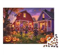 Halloween Farm Puzzle 1000 Pezzi Carta Riciclata Jack-o'-lantern Puzzle Gioco Educativo Challenge Fun Family Game per Adulti And dai 10 anni in su 70x50cm/1000pcs