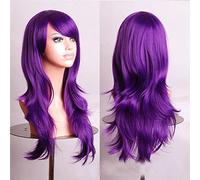 Halloween Fashion Christmas Party Dress Up Wig Cos Anime Wig 70Cm Long Curly Hair Cosplay Color Stage Headgear Color: Purple K048-6