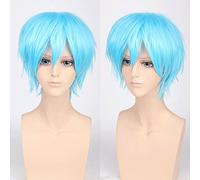 Halloween Fashion Christmas Party Dress Up Wig Cos Wig Juvenile Anti-Curled Short Hair Color Universal Men'S Wig Cosplay Anime Wig Color:Pl-002-22#Sky Blue