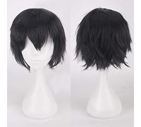 Halloween Fashion Christmas Party Dress Up Wig Cosplay Anime Wig Universal Color Harajuku Anti-Curl Men'S Short Hair Anti-Curl Style Color: K049-4 Natural Black