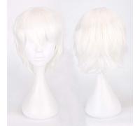 Halloween Fashion Christmas Party Dress Up Wig Cosplay Anime Wig Universal Color Harajuku Anti-Curled Men'S Short Hair Anti-Curled Style Color: K049-1 White
