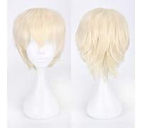 Halloween Fashion Christmas Party Dress Up Wig Cosplay Anime Wig Universal Color Harajuku Anti-Curled Men'S Short Hair Anti-Curled Style Color: K049-18 Beige