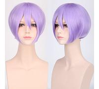 Halloween Fashion Christmas Party Dress Up Wig Cosplay Wig Multicolor Universal Face Short Hair Msn Black And White Short Hair Bobo Headgear Wig Color: K047-17 Light Purple