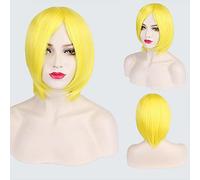 Halloween Fashion Christmas Party Dress Up Wig Cosplay Wig Short Hair Thickened Face Closed Face Short Hair Color Bobo Headgear Color:3021-18/Yellow