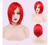 Halloween Fashion Christmas Party Dress Up Wig Cosplay Wig Short Hair Thickened Face Closed Face Short Hair Color Bobo Headgear Color: 3021-17/Red