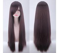 Halloween Fashion Christmas Party Dress Up Wig Cosplay Wig Universal 80Cm Color Long Straight Hair Style For Men And Women Universal Straight Hair Color:Zf80-04 Dark Brown (Rose Net)