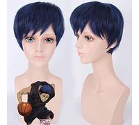 Halloween Fashion Christmas Party Dress Up Wig Kuroko'S Basketball/Aomine Dahui Blue Black Reverse Curled Short Hair Cosplay Wig